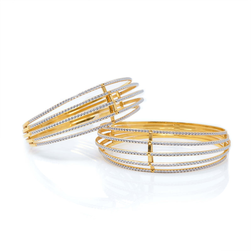 21K YELLOW GOLD ONE-PIECE LUXE CAGED BANGLE