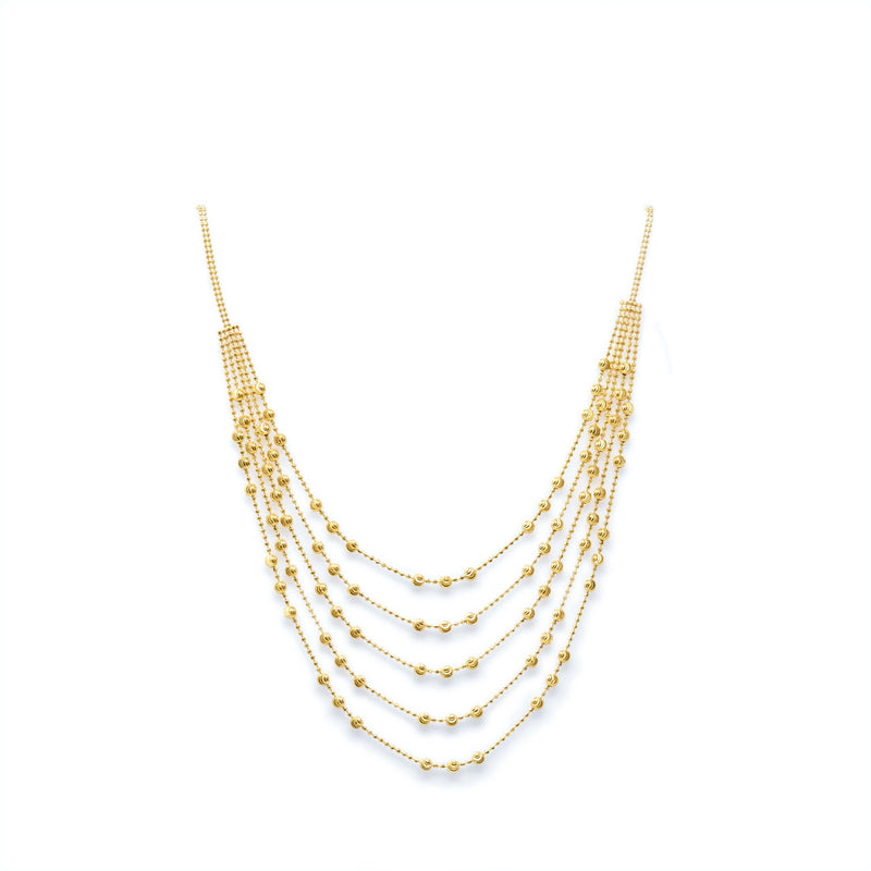 22K YELLOW GOLD LAYERED BEADED NECKLACE