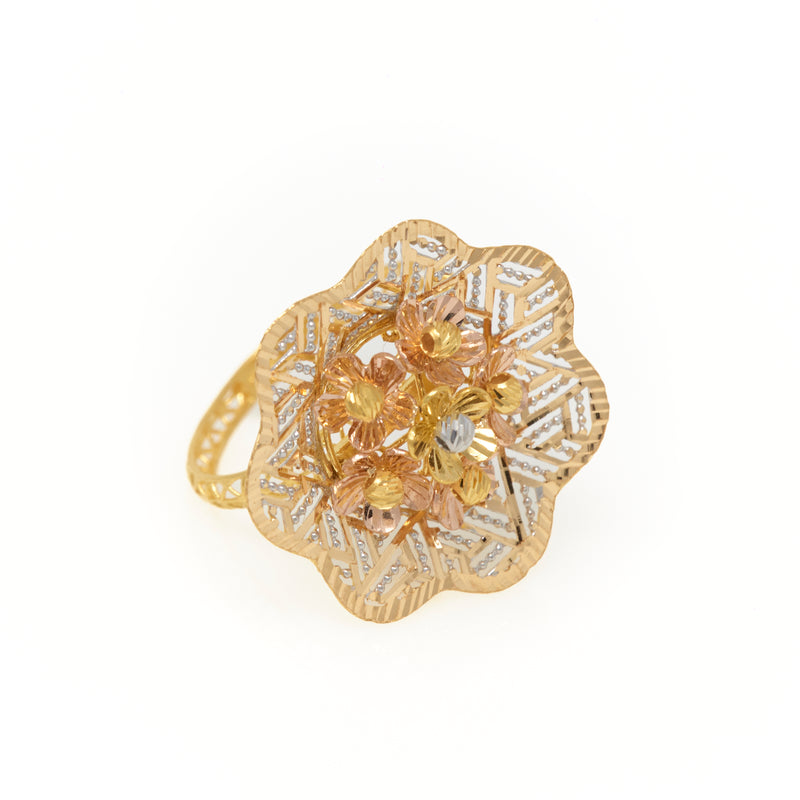 22K Rhodium Rose Turkish Ring