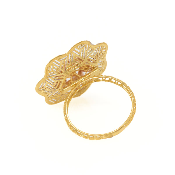 22K Rhodium Rose Turkish Ring