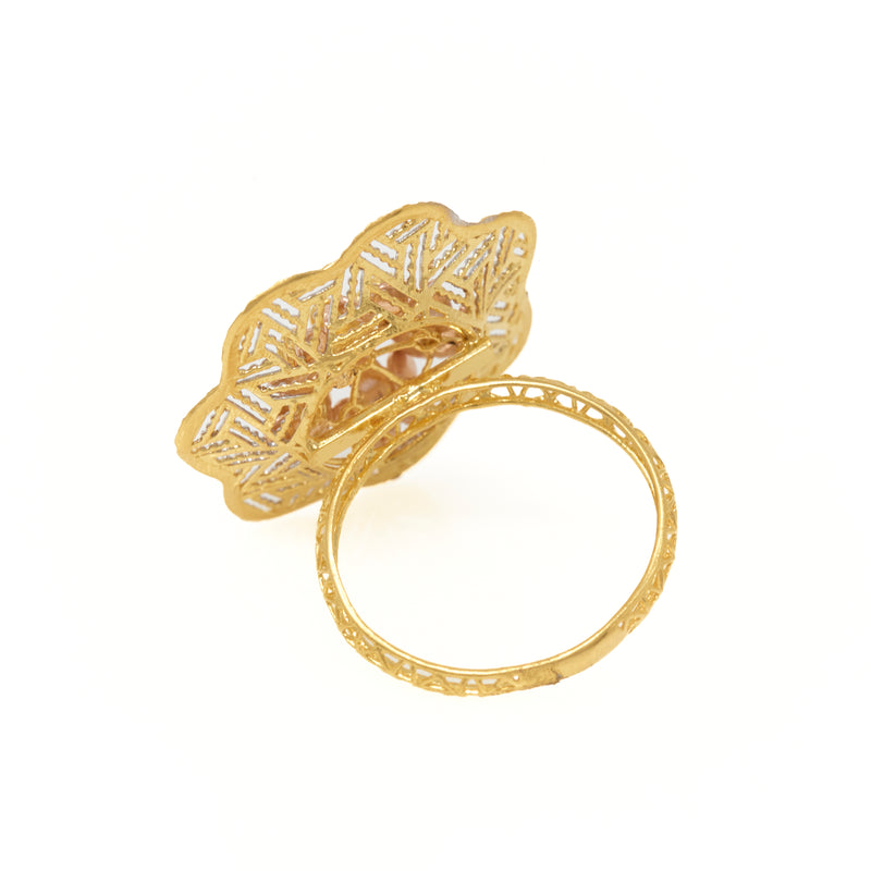 22K Rhodium Rose Turkish Ring