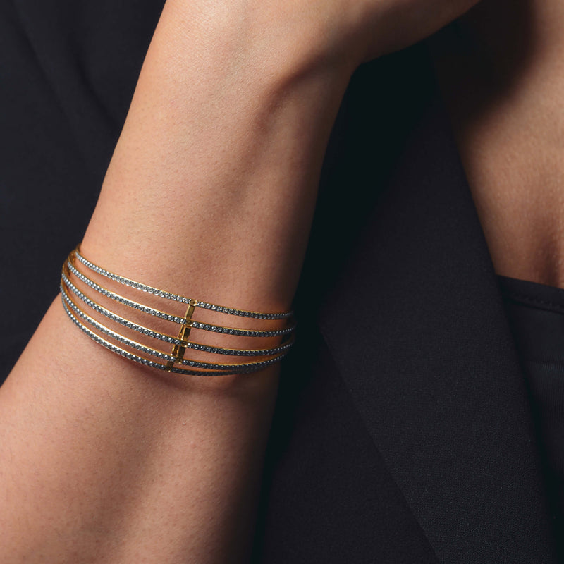 21K YELLOW GOLD ONE-PIECE LUXE CAGED BANGLE