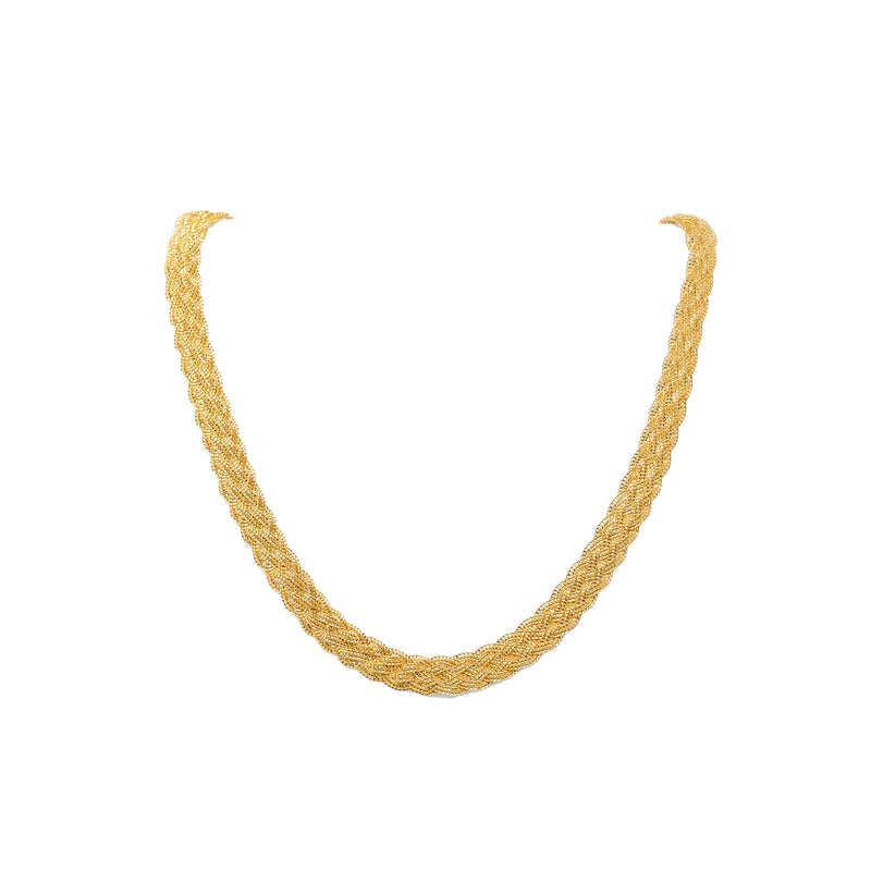 22K YELLOW GOLD THICK BRAIDED NECKLACE