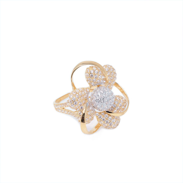 21K YELLOW GOLD ABSTRACT FLOWER RING