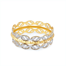 22K YELLOW AND WHITE GOLD SINUOUS BANGLE