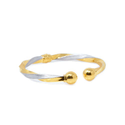 22K YELLOW AND WHITE GOLD LUX RHODIUM BANGLE CUFF