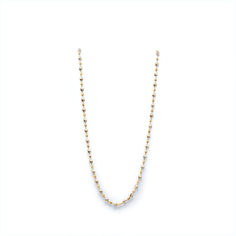 22K YELLOW AND WHITE GOLD BEADED DESIGN NECKLACE