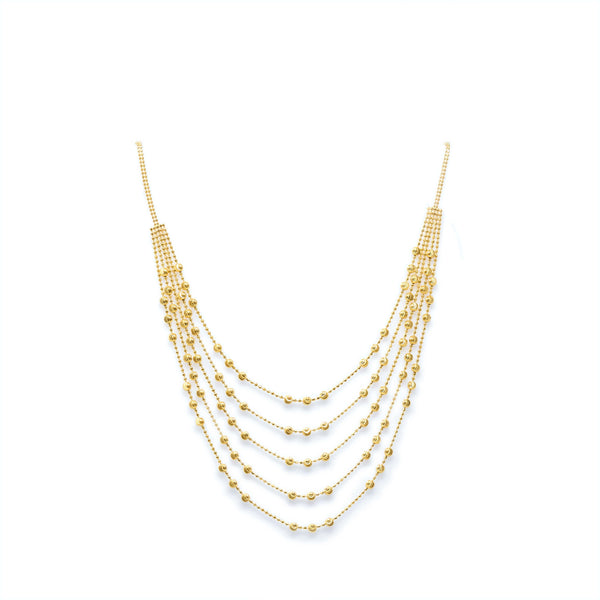 22K YELLOW GOLD LAYERED BEADED NECKLACE