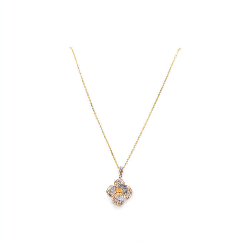 21K YELLOW GOLD FLOWER NECKLACE