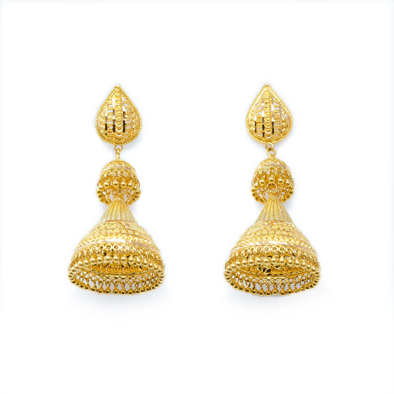 22K Yellow Gold Jhumka Earrings