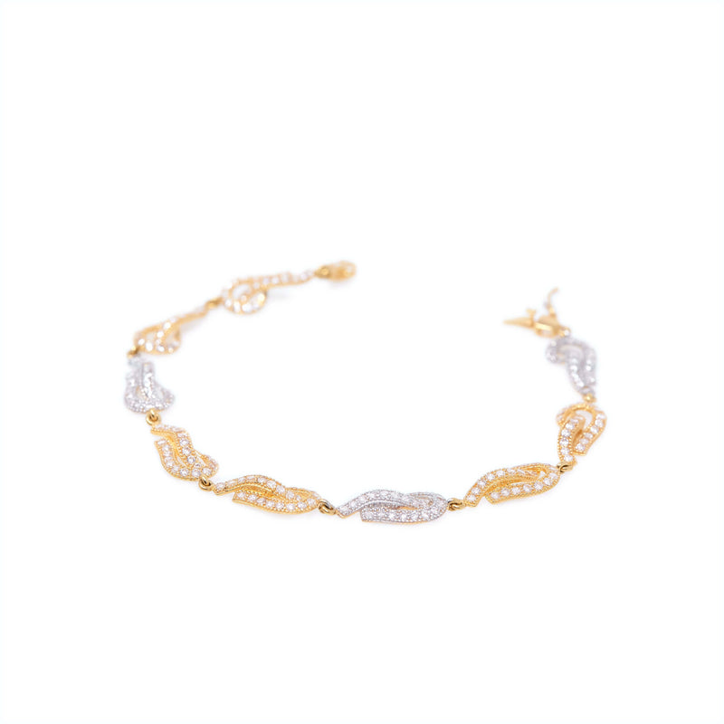 21K WHITE AND YELLOW GOLD TWISTED BRACELET